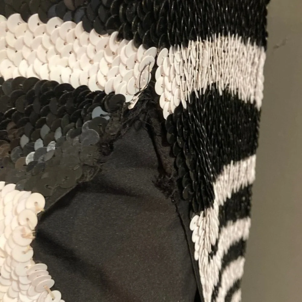 Black and White Sequin Prom Dress